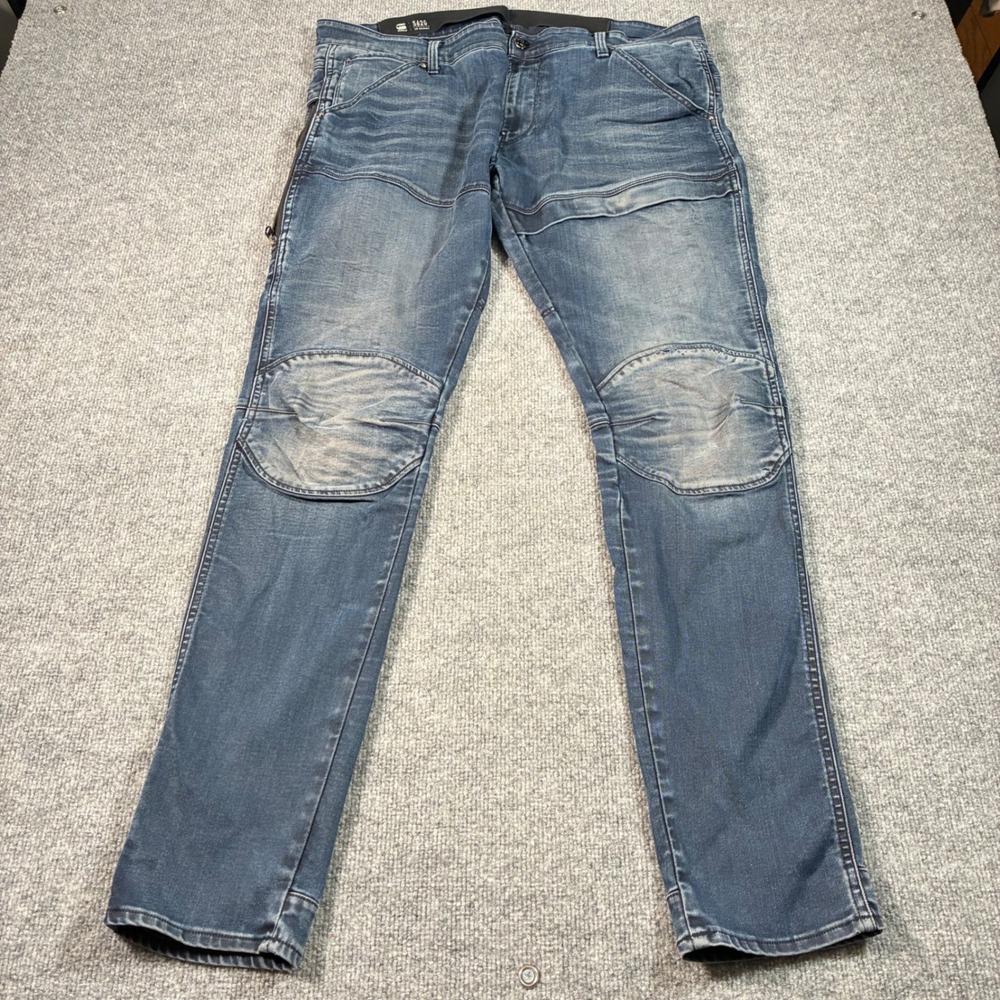 G-Star RAW 5620 3D Skinny Jeans Mens 40x34 Blue Moto Biker Paneled Stretch Denim